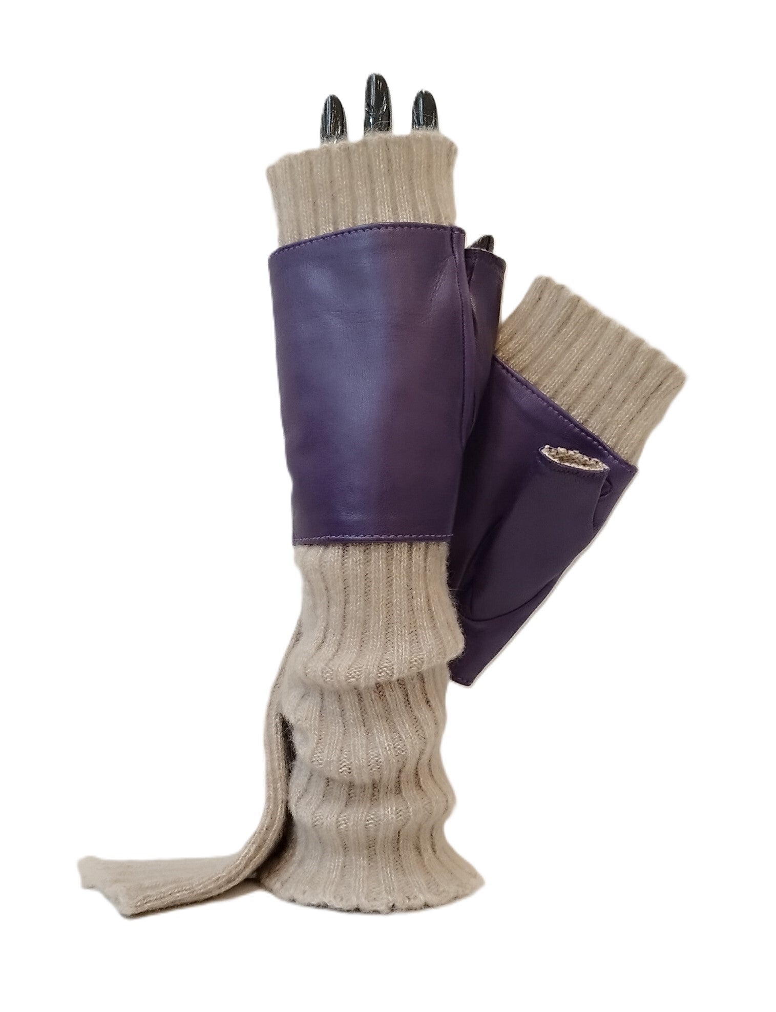 8BT Fingerless Cashmere and Leather | Sermoneta Gloves London