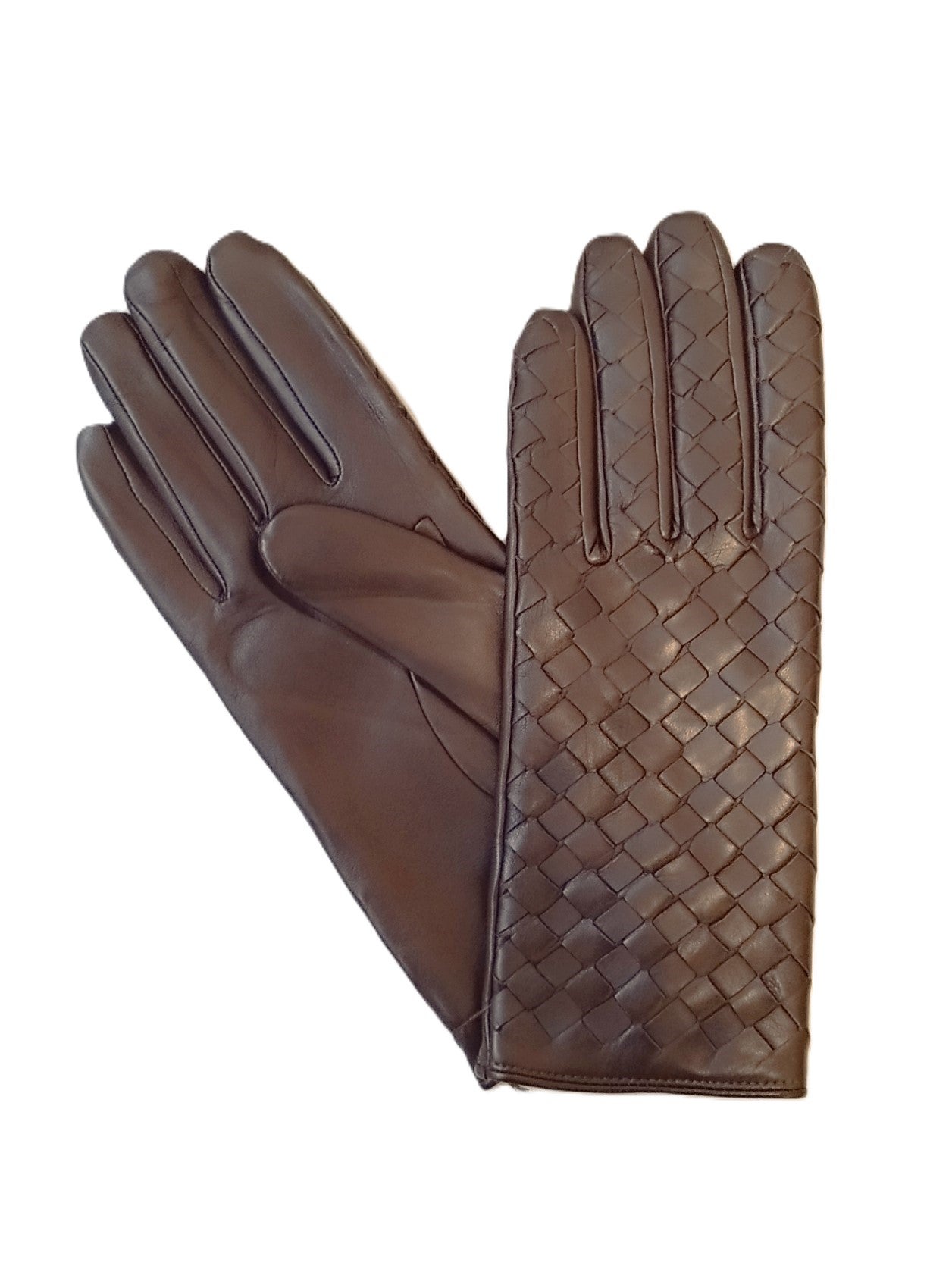 ☆未使用☆Sermoneta gloves 　ブラウン　本革カシミヤ手袋 Woven Cashmere Lined - 107/U | Sermoneta Gloves London